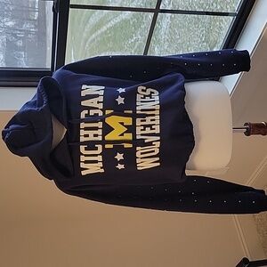 Michigan Wolverines Gameday Couture Women Can't Lose Rhinestone Cropped Pullover